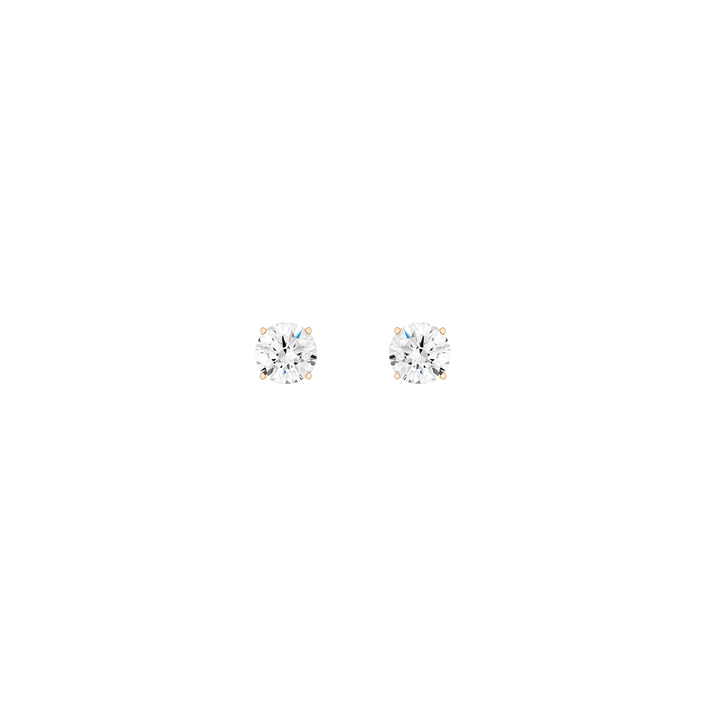 Luxury Round Lab Grown Diamond Studs 14k 4ct Yellow Gold First