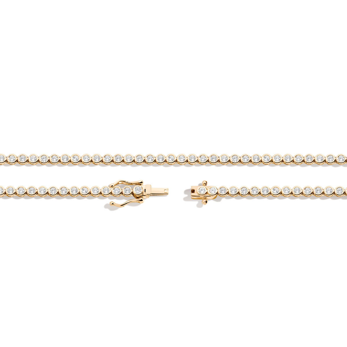 White Sapphire Bezel Tennis Necklace Vermeil 15in 16in Yellow Gold