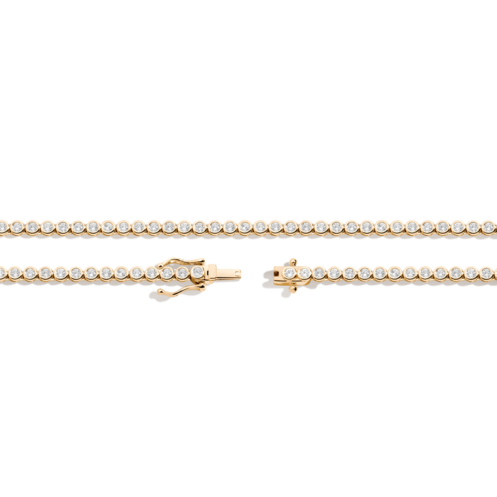 White Sapphire Bezel Tennis Necklace Vermeil 16in Yellow Gold