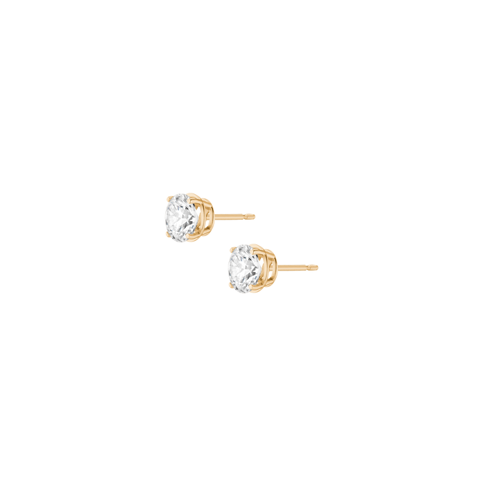 Luxury Round Lab Grown Diamond Studs 14k 3ct Yellow Gold