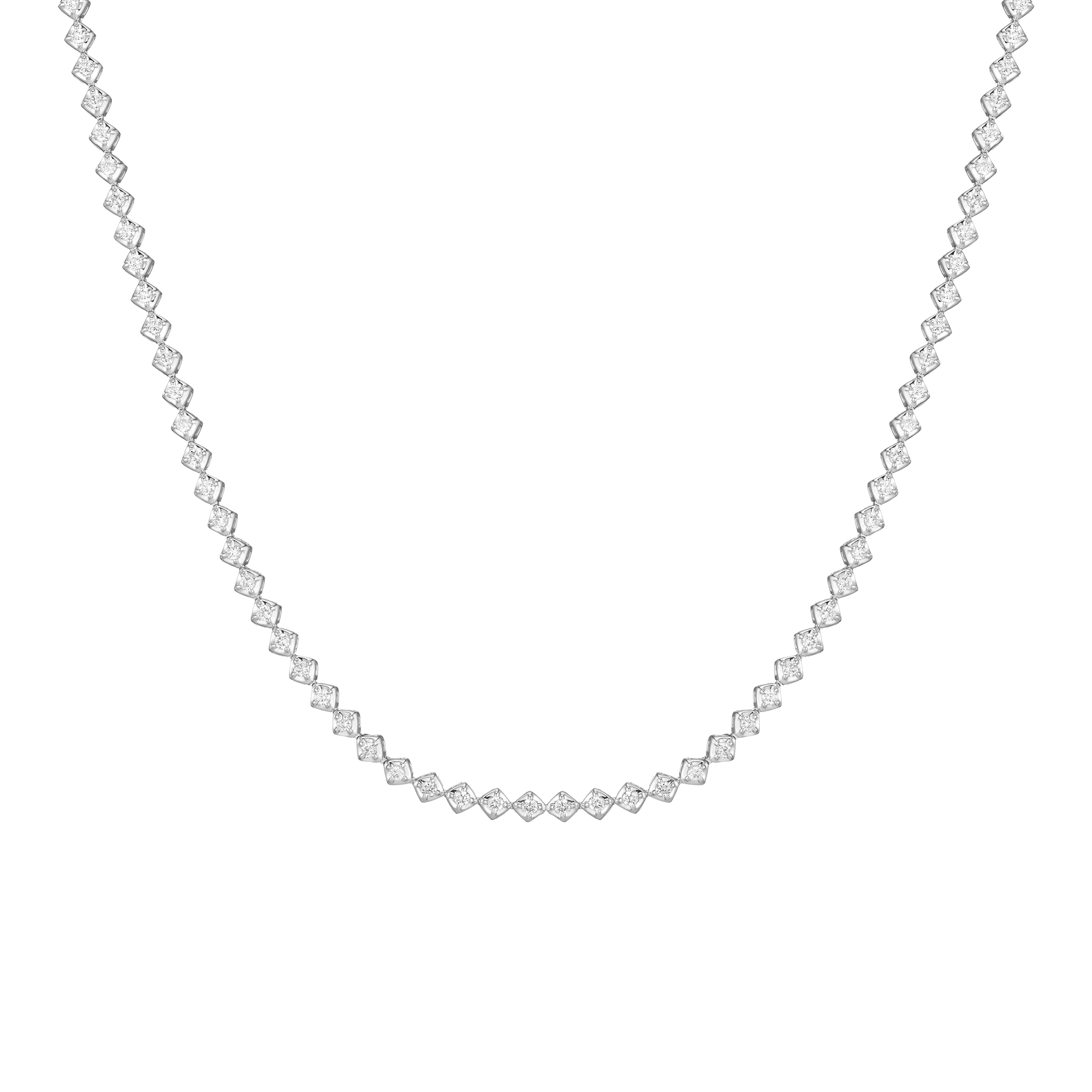Petite Lab Grown Diamond Tennis Necklace - 16" Sterling Silver