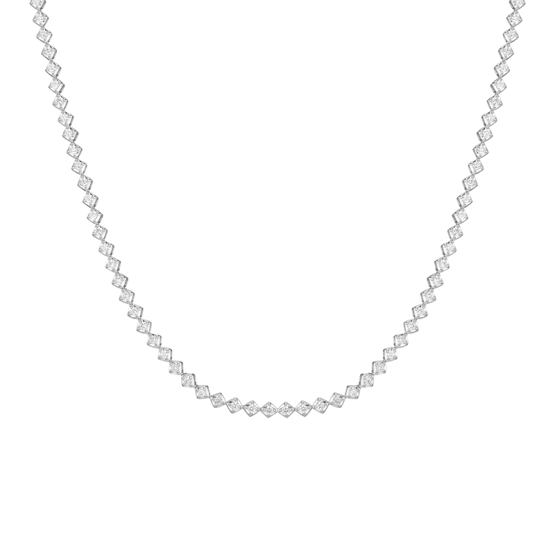 Petite Lab Grown Diamond Tennis Necklace 16" Sterling