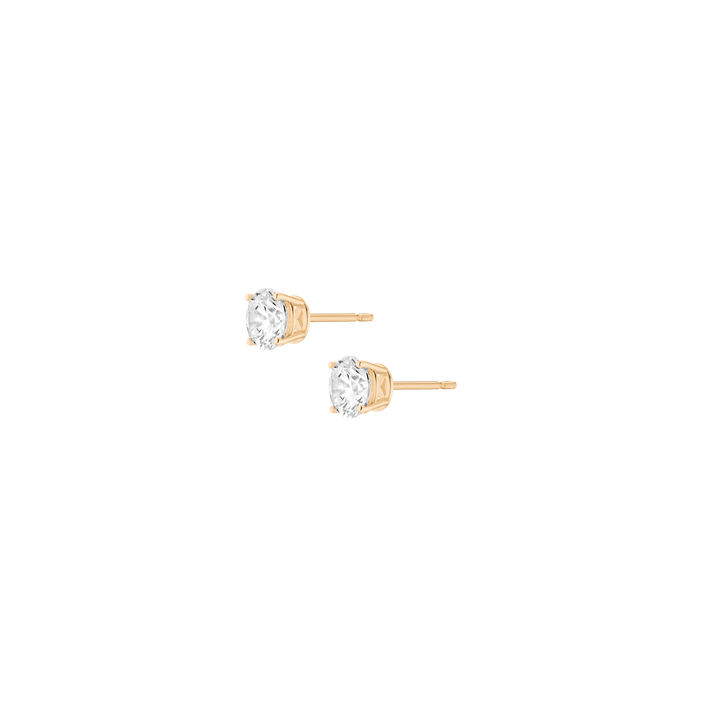 Luxury Round Lab Grown Diamond Studs 14k 2ct Yellow Gold