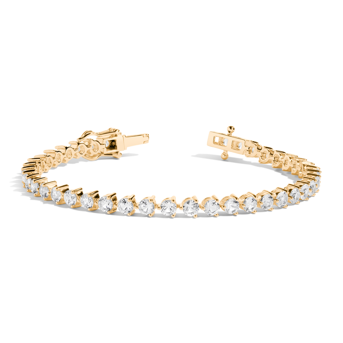 White Sapphire Three-Prong Tennis Bracelet Vermeil 6.5in 7in Yellow Gold First