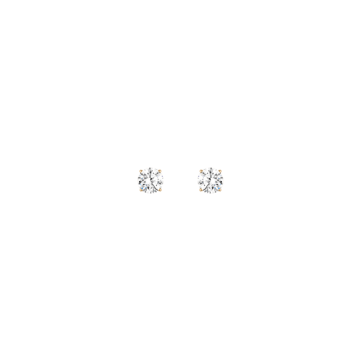 Luxury Round Lab Grown Diamond Studs 14k 2ct Yellow Gold First