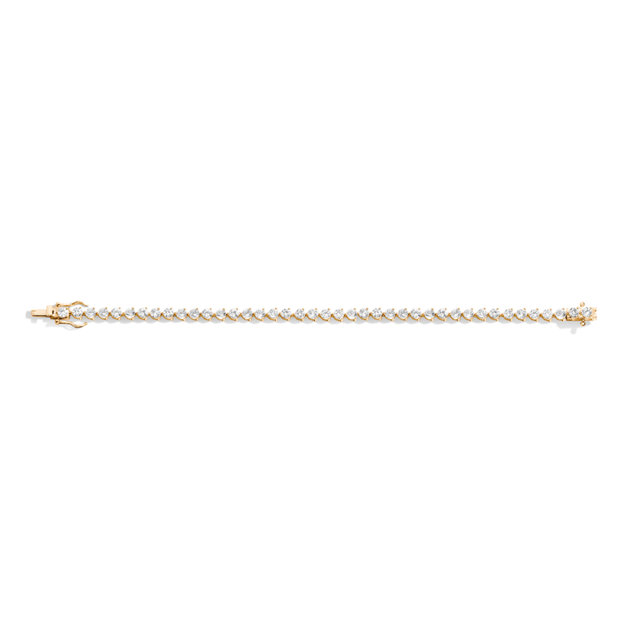 White Sapphire Three-Prong Tennis Bracelet Vermeil 6.5in 7in Yellow Gold