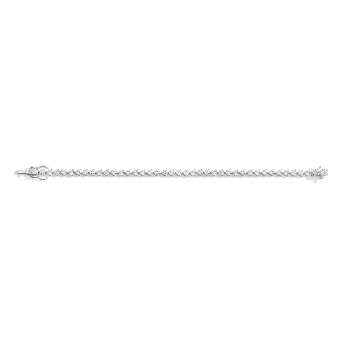 White Sapphire Three-Prong Tennis Bracelet Vermeil 6.5in 7in White Gold