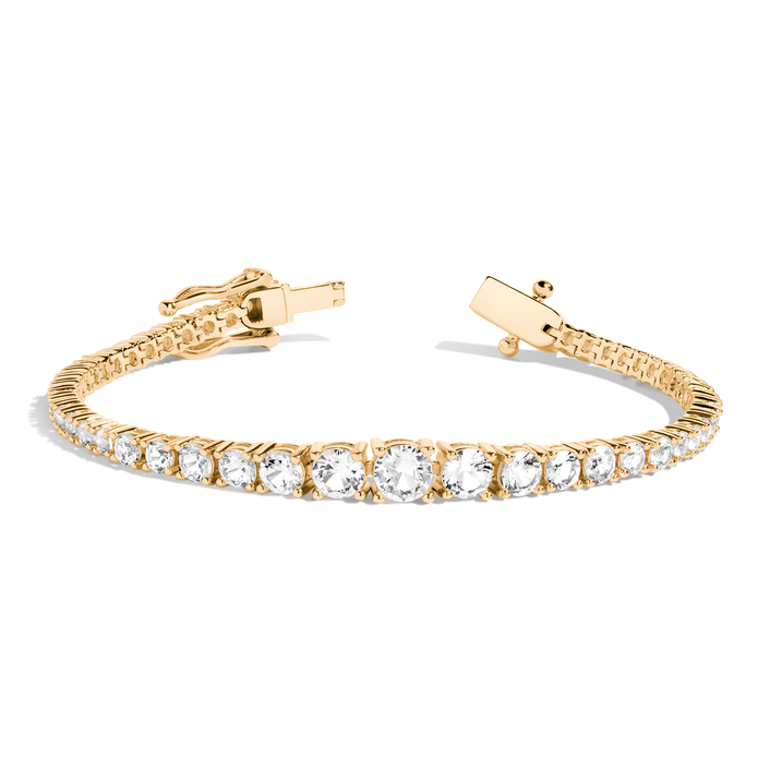 Lab Grown Diamond Graduated Modern Tennis Bracelet 14k 6in 6.5in 7in Yellow Gold First