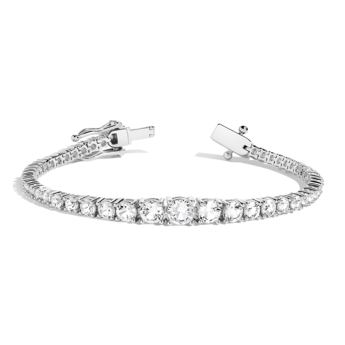 Lab Grown Diamond Graduated Modern Tennis Bracelet 14k 6in 6.5in 7in White Gold First