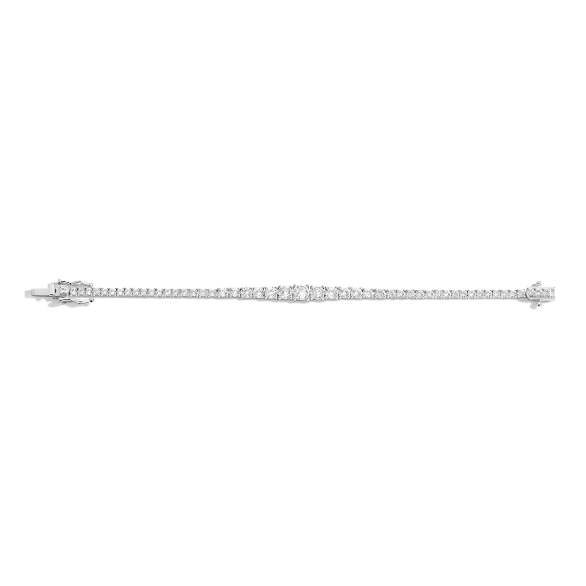 Lab Grown Diamond Graduated Modern Tennis Bracelet 14k 6in 6.5in 7in White Gold