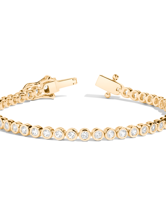 White Sapphire Bezel Tennis Bracelet Vermeil 6in 6.5in 7in Yellow Gold First