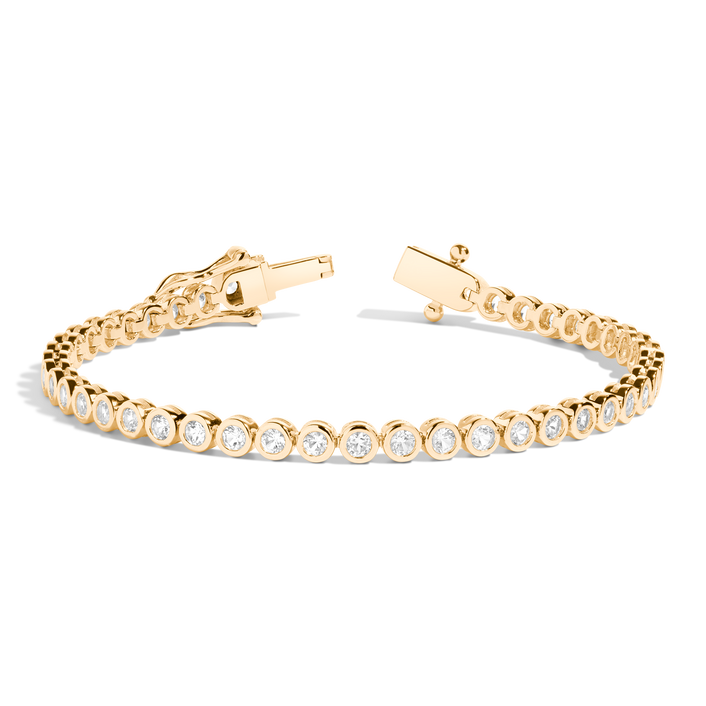 White Sapphire Bezel Tennis Bracelet Vermeil 6.5in 7in Yellow Gold First