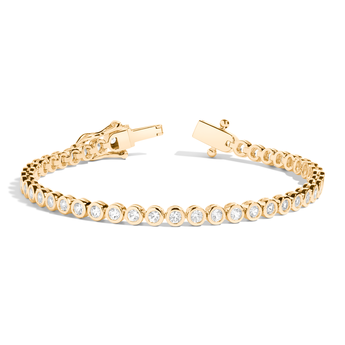 White sapphire tennis bracelet yellow gold discount