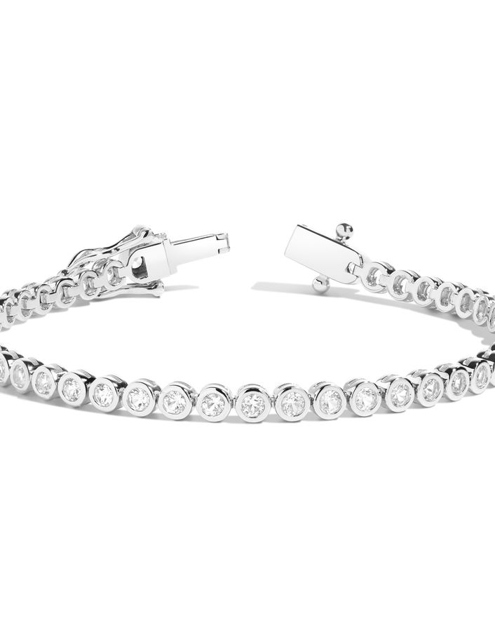 White Sapphire Bezel Tennis Bracelet Vermeil White Gold 6in 6.5in 7in First 