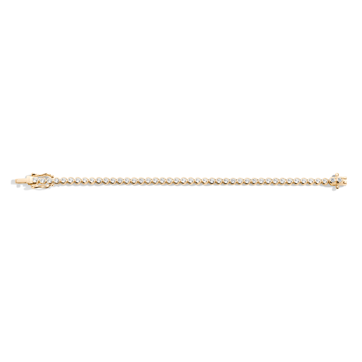 White Sapphire Bezel Tennis Bracelet Vermeil 6.5in 7in Yellow Gold