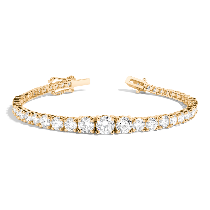 White Sapphire Graduated Modern Tennis Bracelet Vermeil 6.5in 7in Yellow Gold First