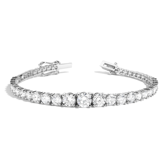 White Sapphire Graduated Modern Tennis Bracelet Vermeil 6.5in 7in White Gold First