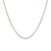 White Sapphire Graduated Modern Tennis Necklace Vermeil 16in Yellow Gold First