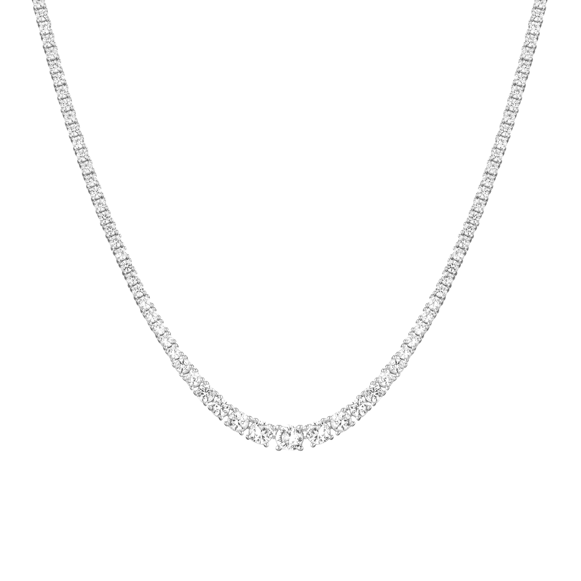 Lab Grown White Sapphire Graduated Tennis Necklace