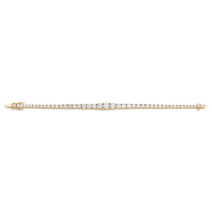 White Sapphire Graduated Modern Tennis Bracelet Vermeil 6.5in 7in Yellow Gold