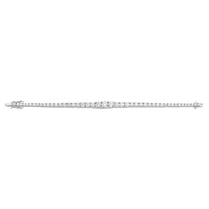 White Sapphire Graduated Modern Tennis Bracelet Vermeil 6.5in 7in White Gold