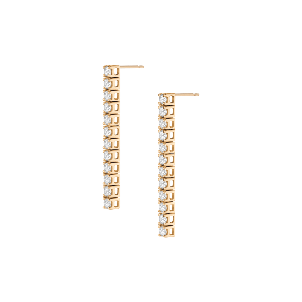 White Sapphire Tennis Earrings Vermeil Pair Yellow Gold