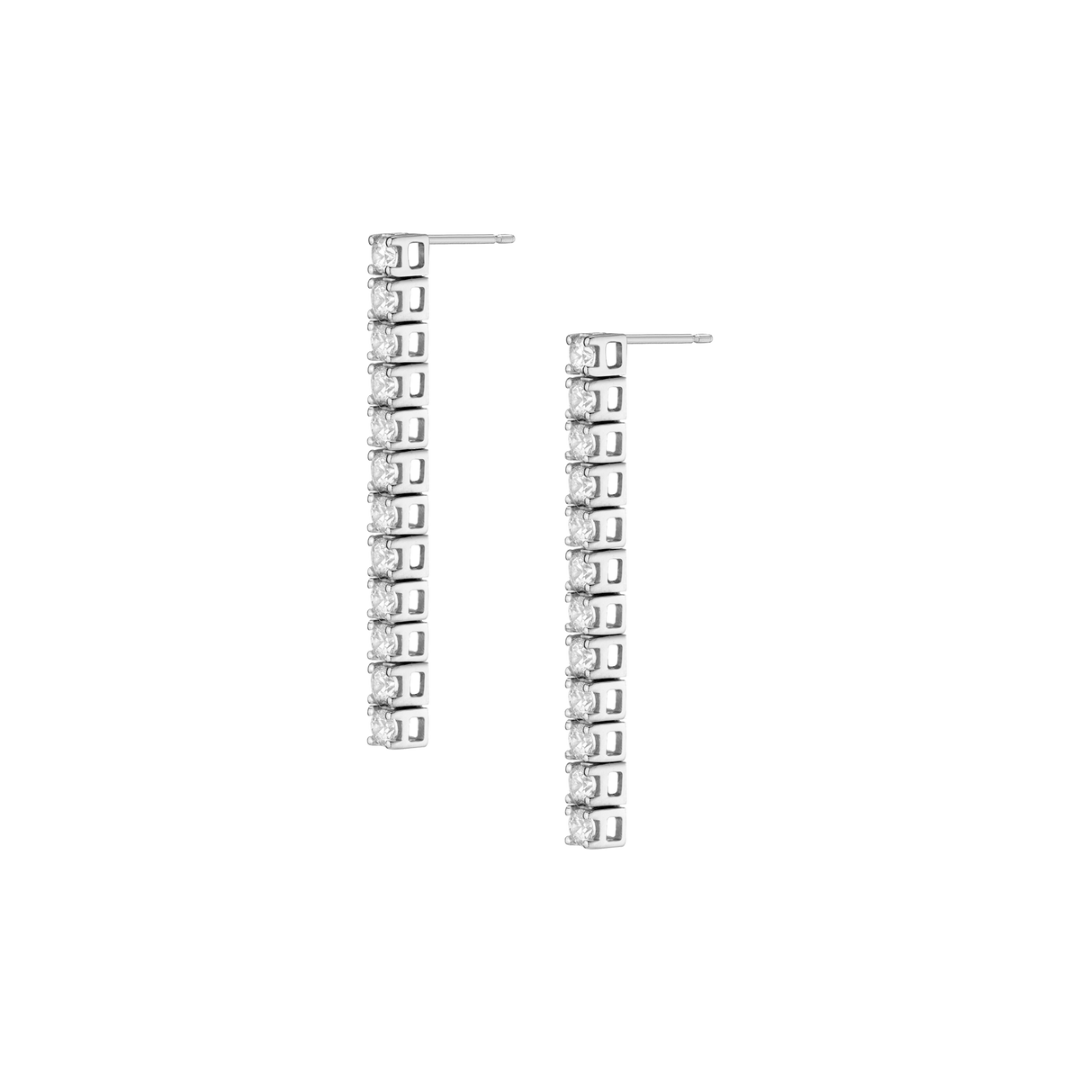 White Sapphire Tennis Earrings Vermeil Pair White Gold