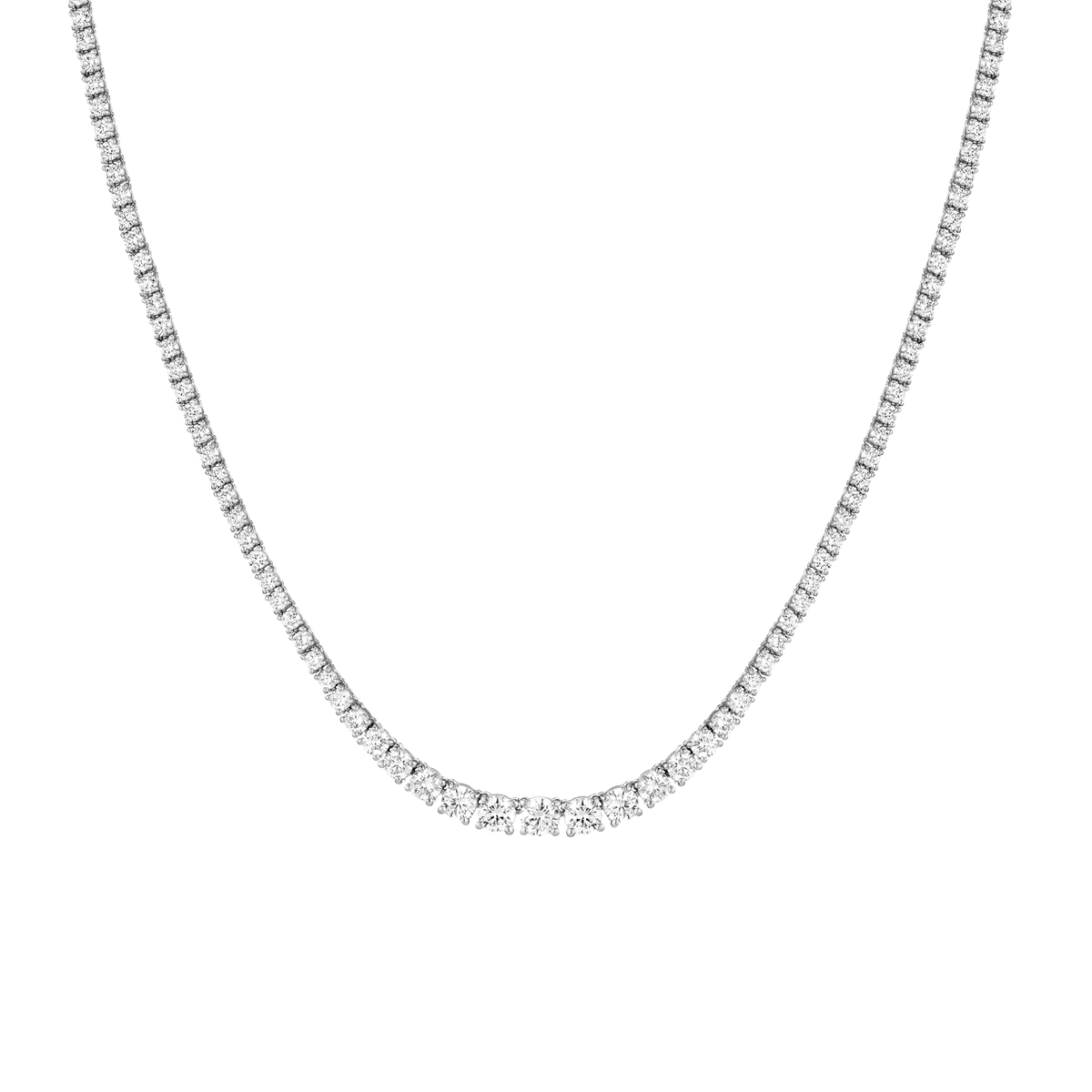 Lab Grown Diamond Graduated Modern Tennis Necklace 14k 16.5in White Gold First
