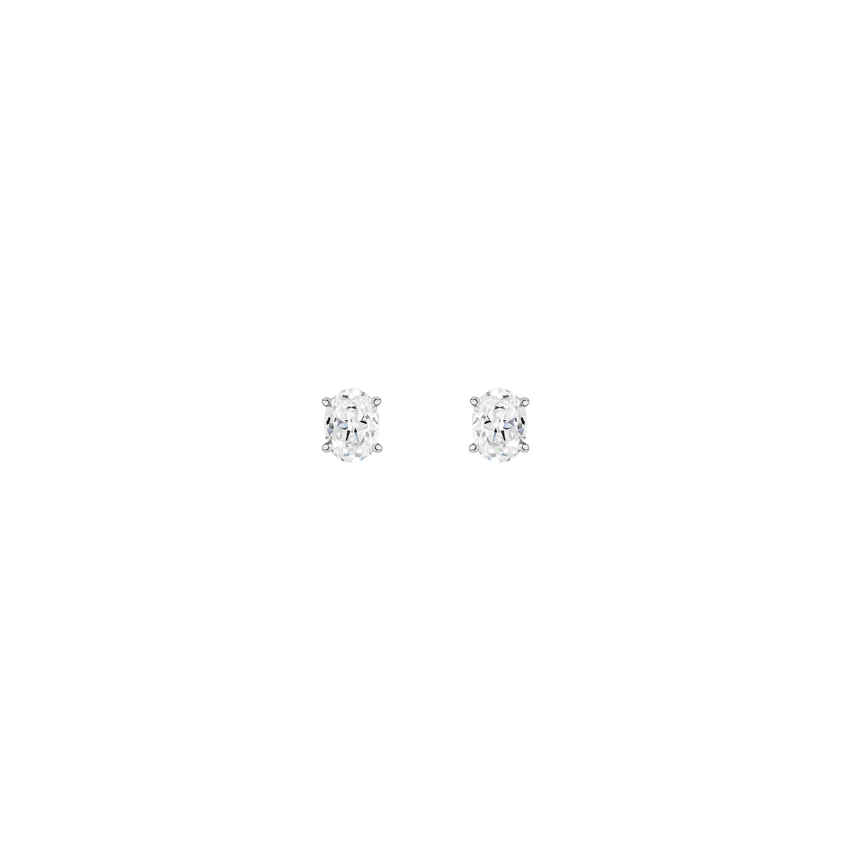 Luxury Oval Lab Grown Diamond Studs 14k White Gold Single Pair First