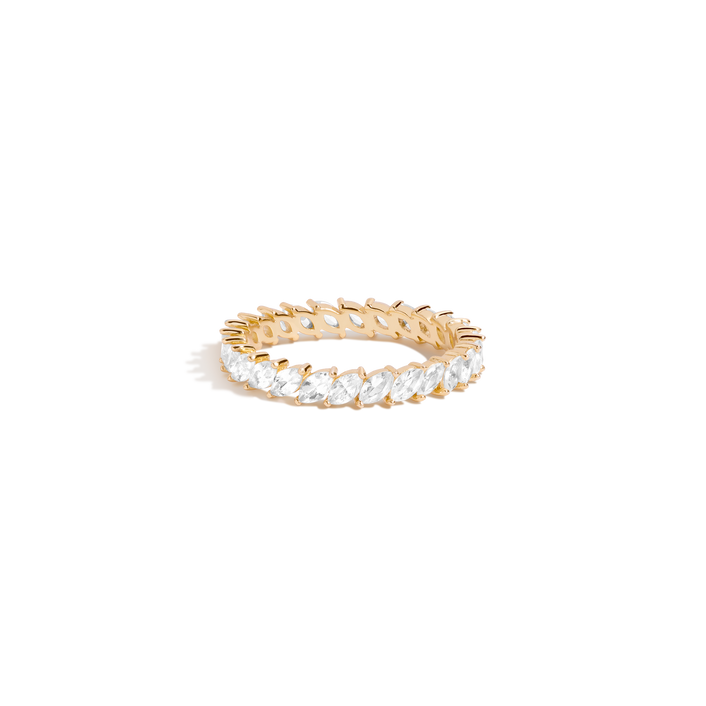 White Sapphire Marquise Eternity Ring Vermeil Yellow Gold First