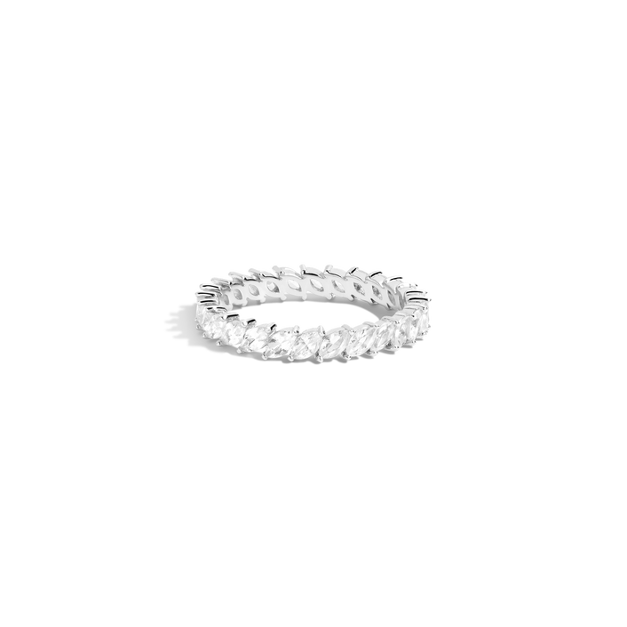 White Sapphire Marquise Eternity Ring Vermeil White Gold First