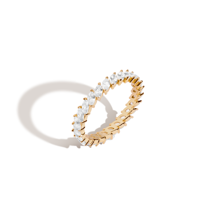 White Sapphire Marquise Eternity Ring Vermeil Yellow Gold