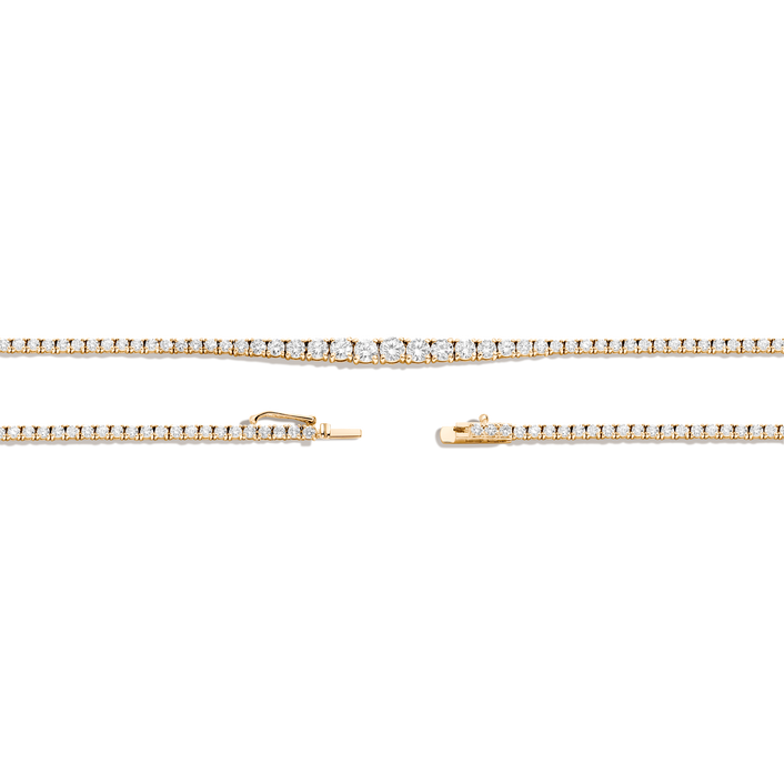 Lab Grown Diamond Graduated Modern Tennis Necklace 14k 16.5in Yellow Gold First