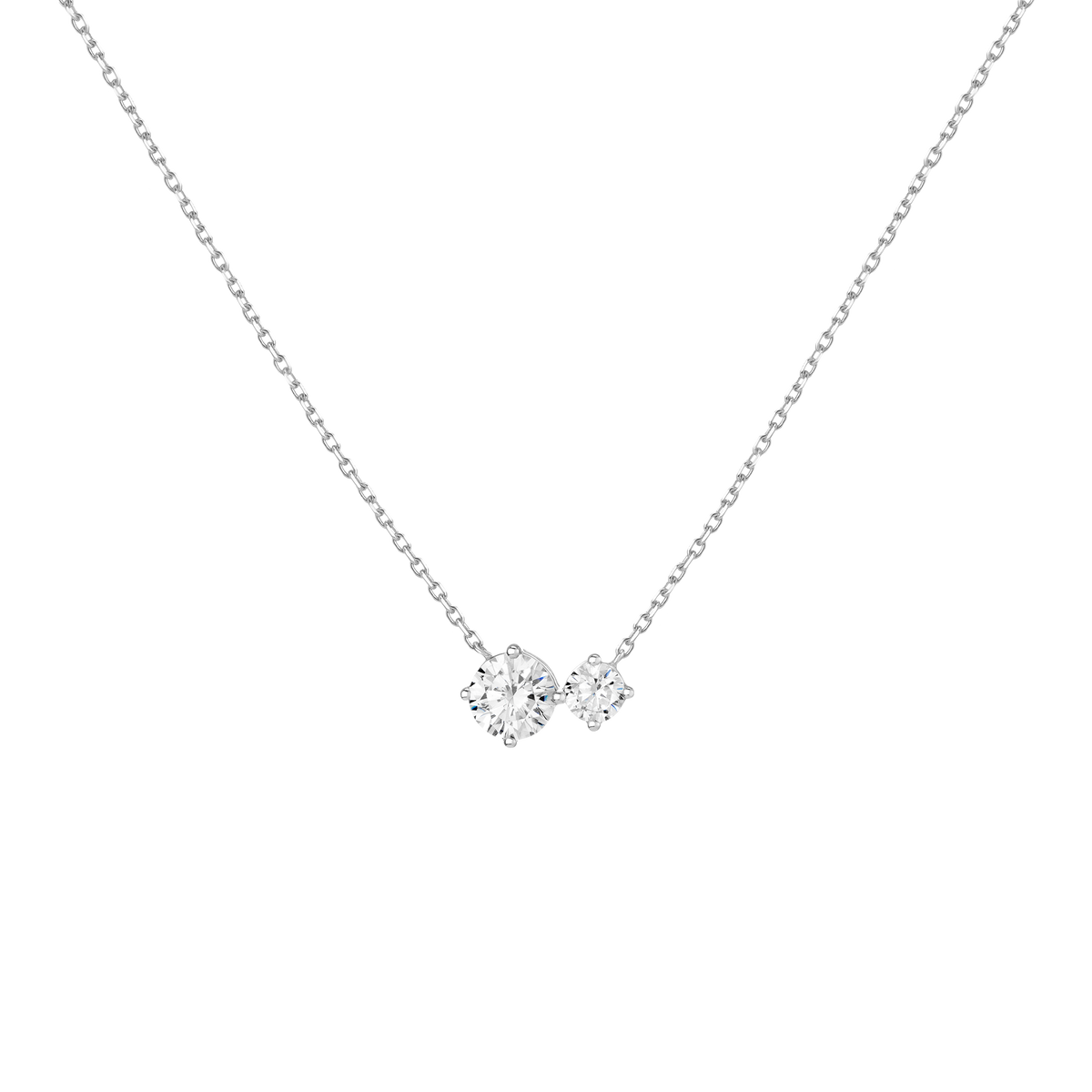 Lab Grown Diamond Duo Necklace Silver White Gold First