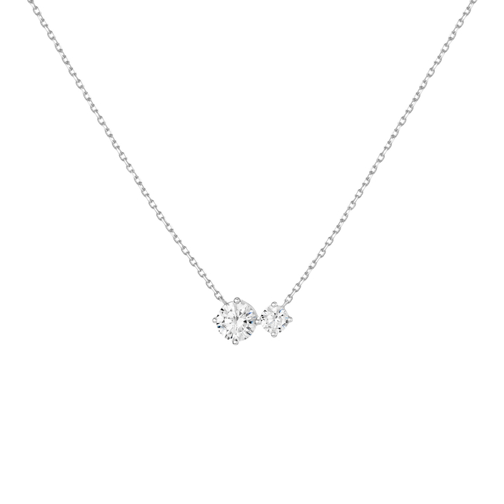 Lab Grown Diamond Duo Necklace Silver White Gold First