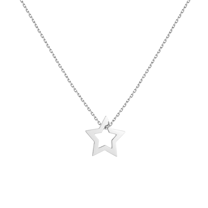 Lucky Charm Necklace 14k 18k White Gold Star