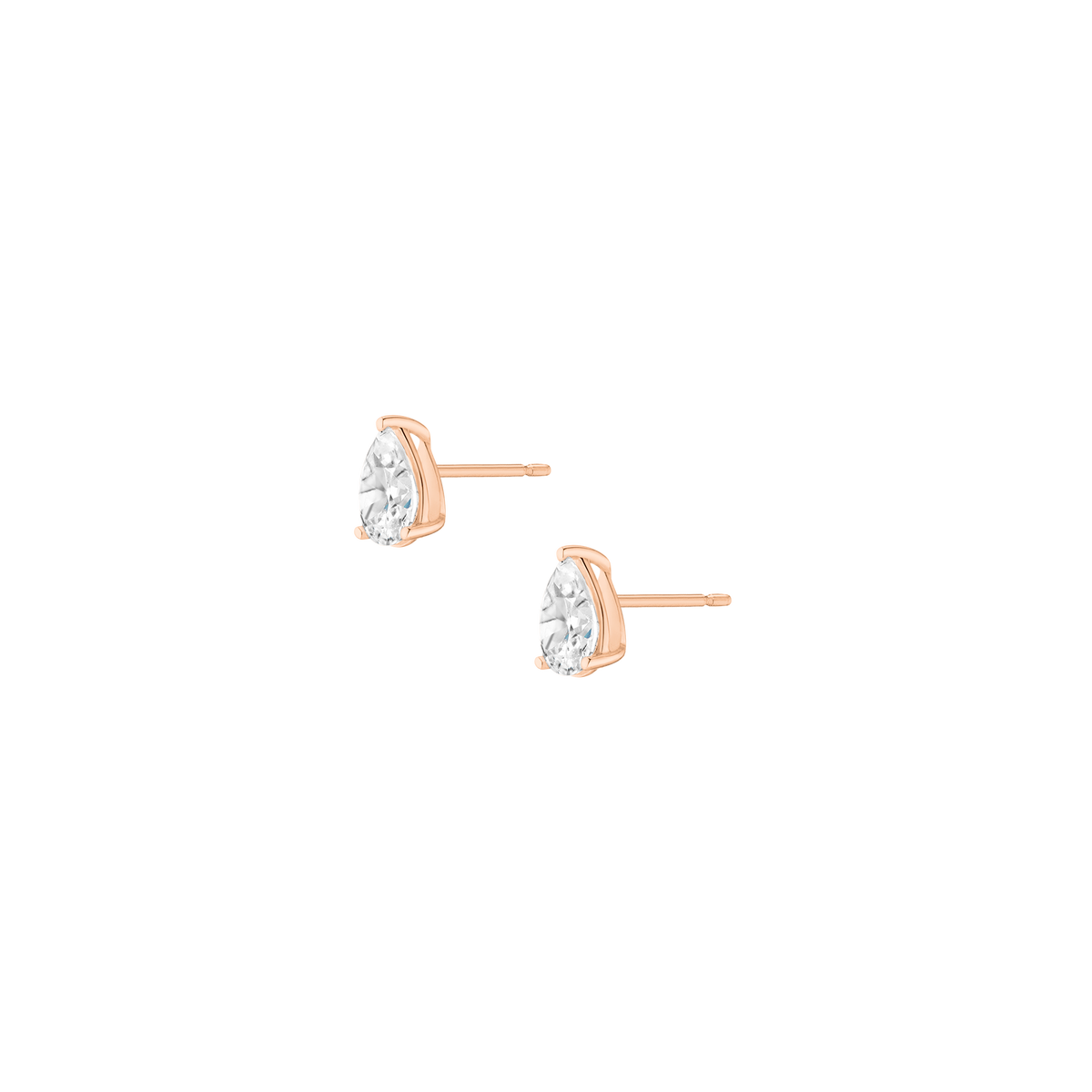 Luxury Pear Lab Grown Diamond Studs 14k Rose Gold Single Pair 