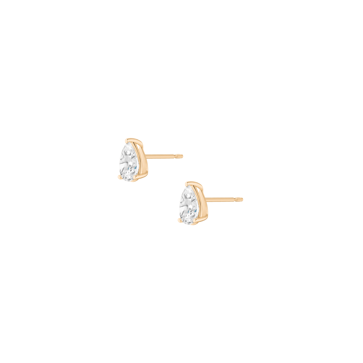 Luxury Pear Lab Grown Diamond Studs 14k Yellow Gold Single Pair 