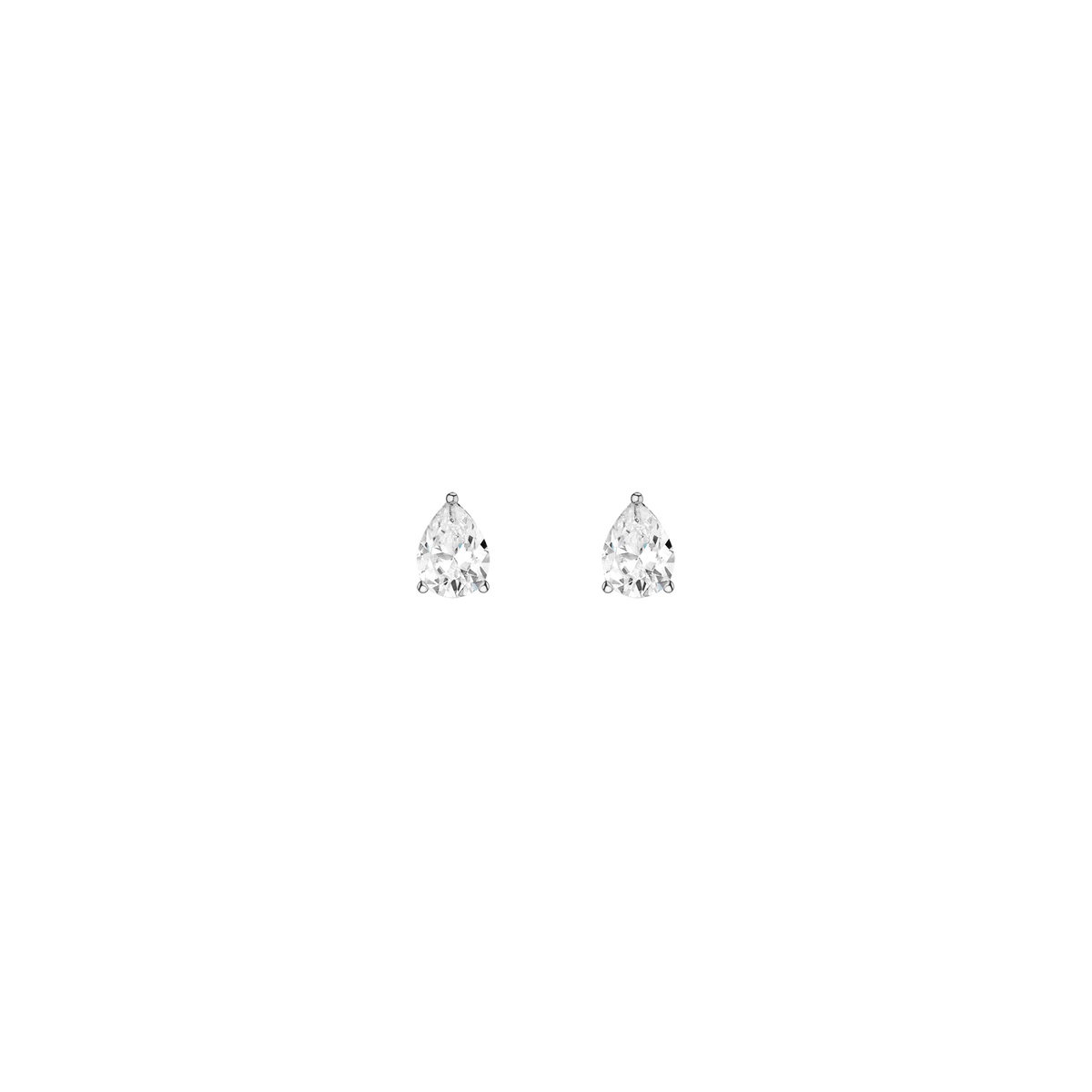 Luxury Pear Lab Grown Diamond Studs 14k White Gold Single Pair First