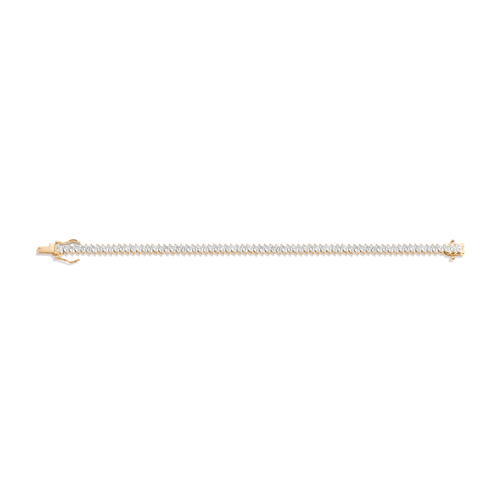 White Sapphire Marquise Tennis Bracelet Vermeil Yellow Gold 6.5in 7in