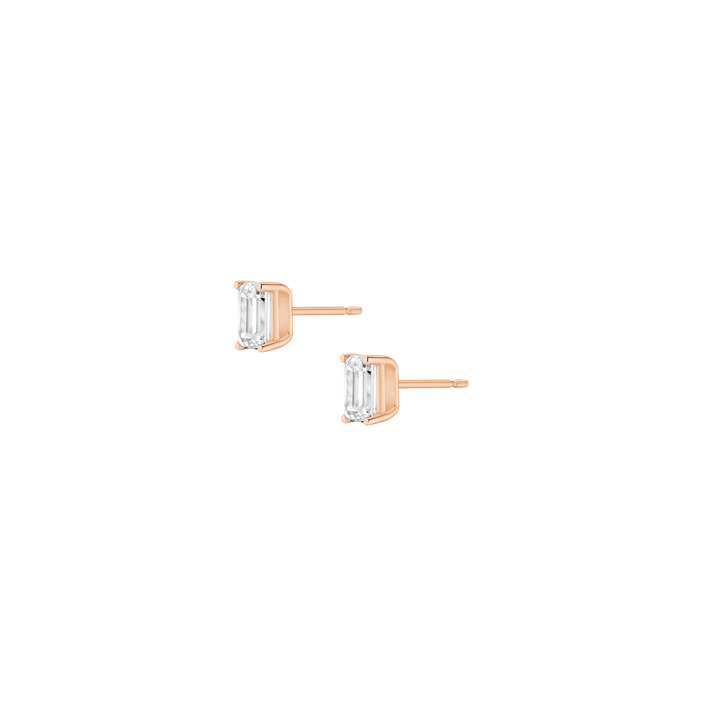 Luxury Emerald Lab Grown Diamond Studs 14k Rose Gold