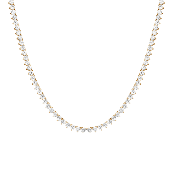 White Sapphire Three-Prong Tennis Necklace Vermeil 16in Yellow Gold First