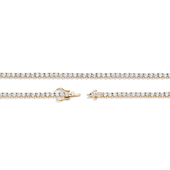 White Sapphire Three-Prong Tennis Necklace Vermeil 16in Yellow Gold 