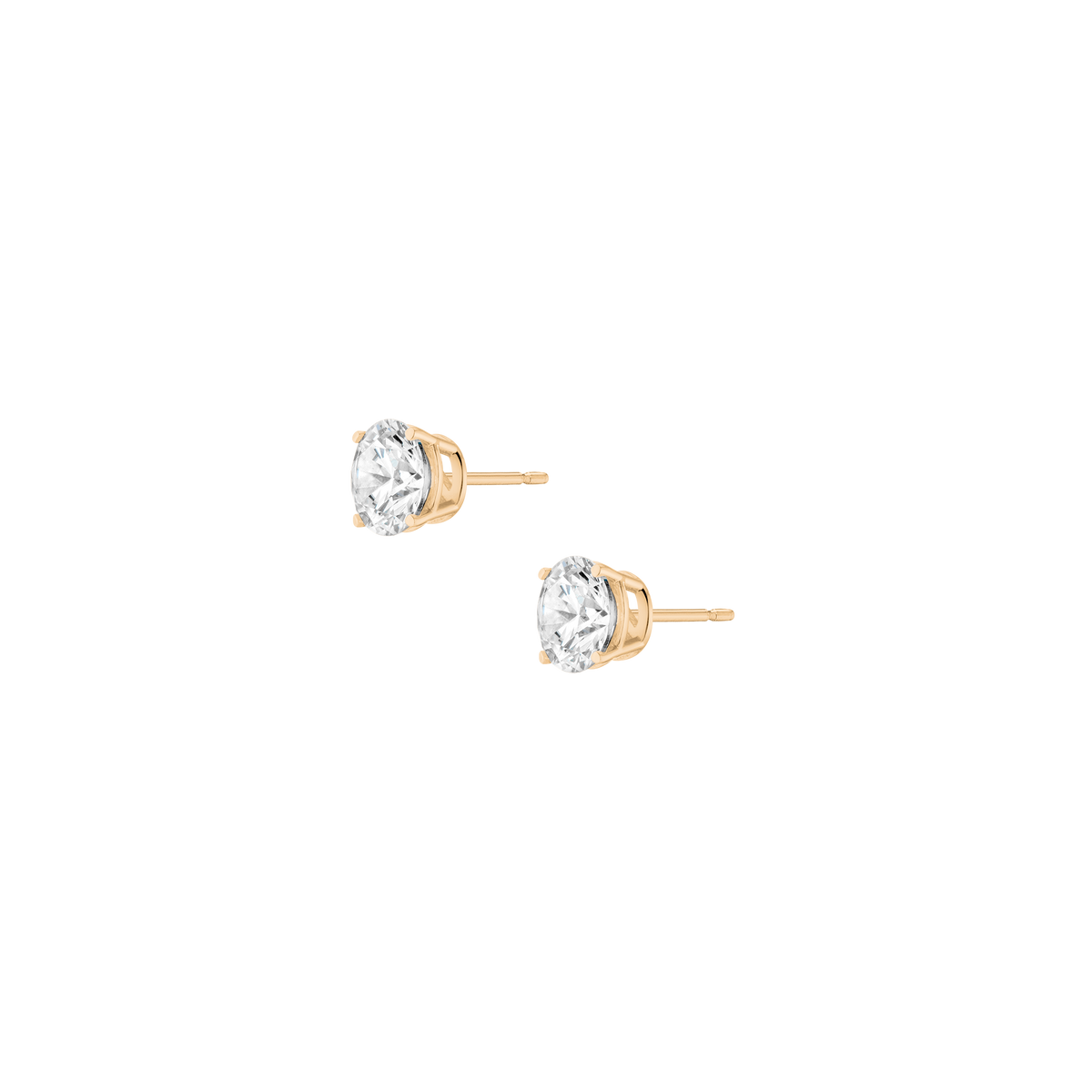 Luxury Round Lab Grown Diamond Studs 14k 4ct Yellow Gold
