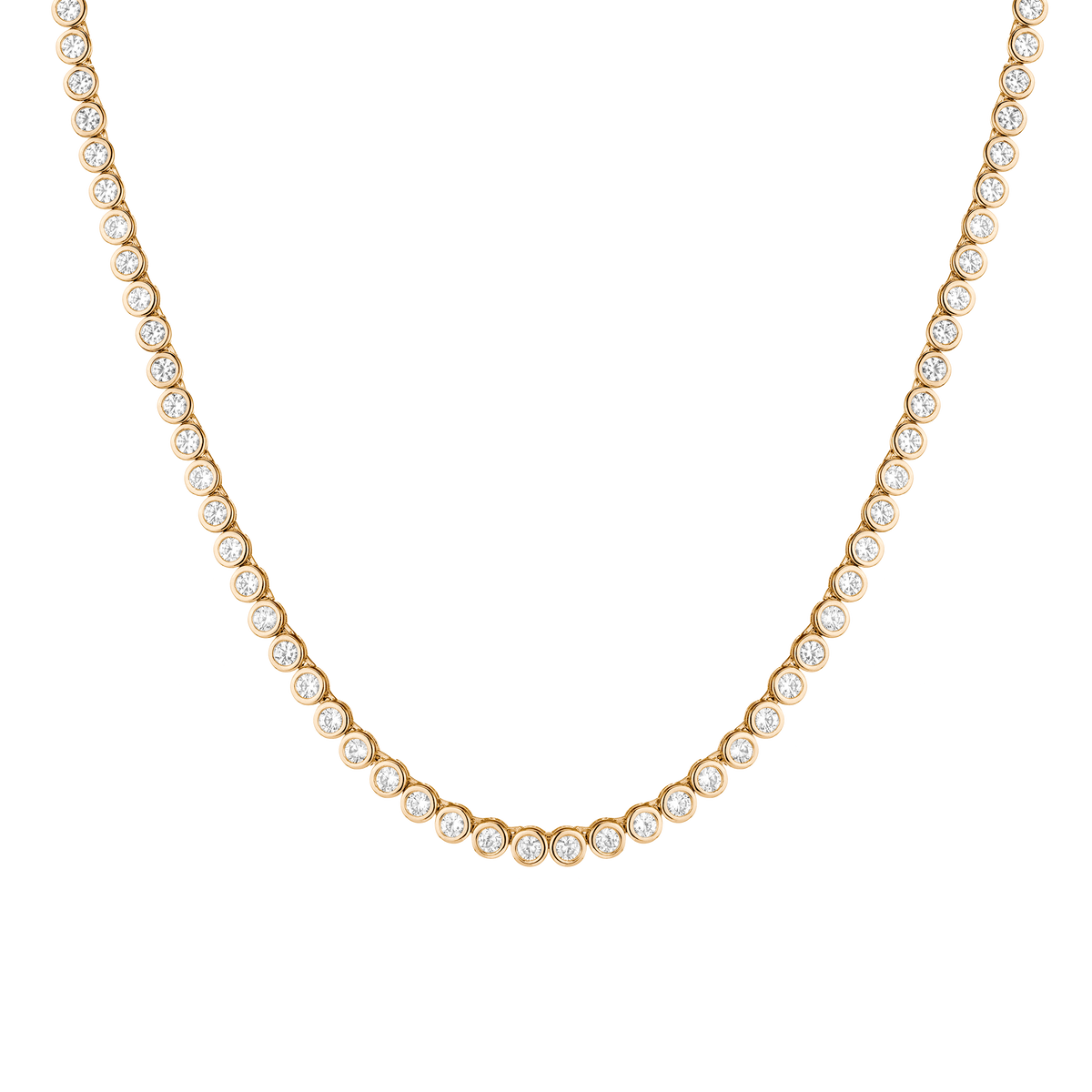 Lab Grown White Sapphire Bezel Tennis Necklace