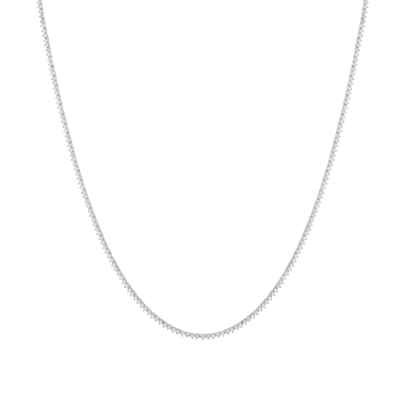 Three Prong Lab Grown Diamond Tennis Necklace