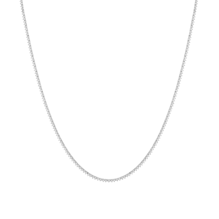 Three-Prong Lab Grown Diamond Tennis Necklace 14k 16in White Gold First