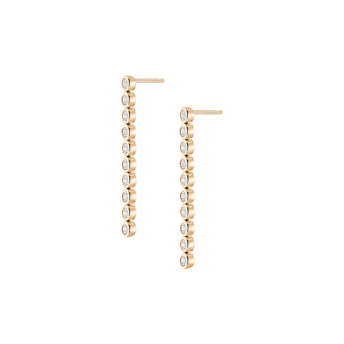 Lab Grown Diamond Bezel Tennis Earrings 14k 18k Yellow Gold