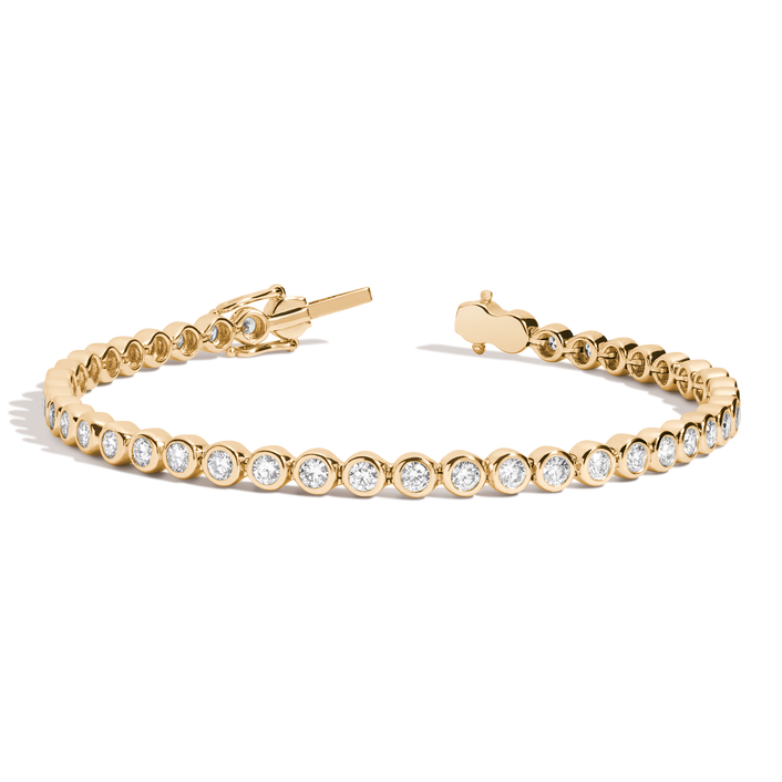 Lab Grown Diamond Bezel Tennis Bracelet 14k 18k Yellow Gold 6in 6.5in 7in First