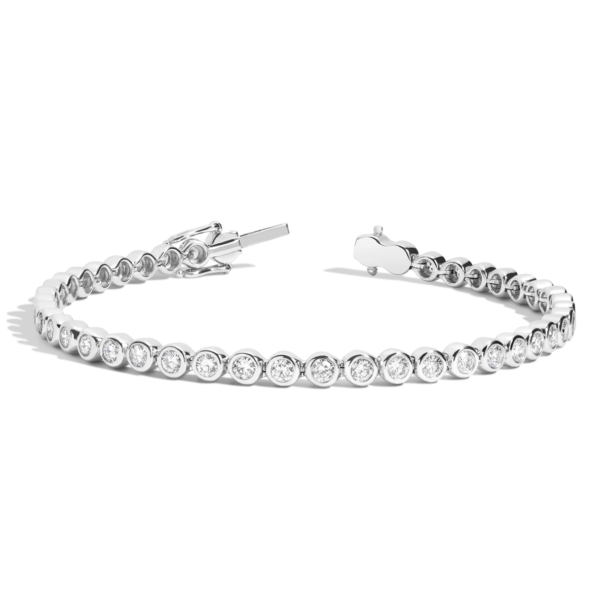 Lab Grown Diamond Bezel Tennis Bracelet 14k 18k Silver White Gold 6in 6.5in 7in First
